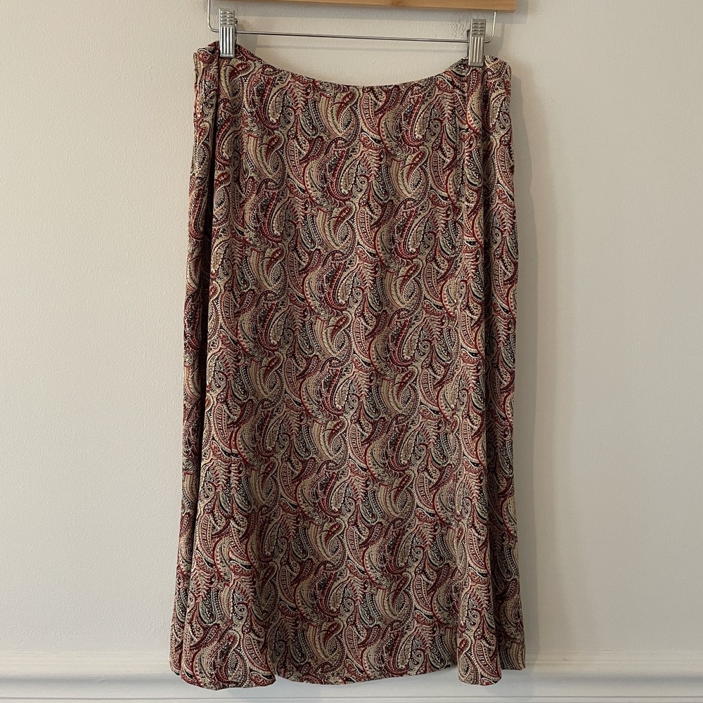 Vintage Tablots Pure Silk Paisley‎ Midi Skirt 12 Boho Western Cottage Goblincore